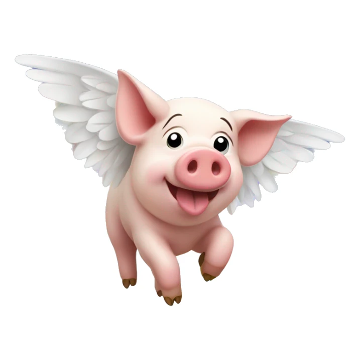 A pig with wing in a pik sky and a rainbow in the back grounds  sticker