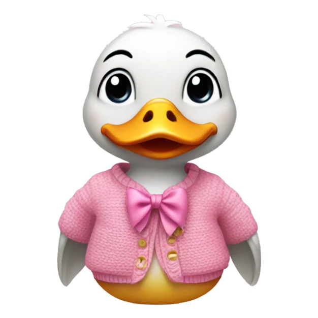 Duck is wearing pink sweater and cute bow sticker
