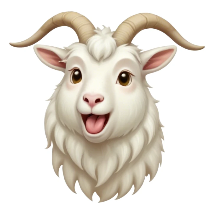 Cinematic Cute Yawning White Goat Portrait Emoji, Head tilted slightly with a dramatic, wide-open yawn, showcasing a soft, downy white fur with delicate horns and gently drooping ears, round eyes barely open in drowsy contentment, Simplified yet irresistibly adorable features, highly detailed, glowing with a soft, cozy glow, high shine, relaxed yet expressive, stylized with a touch of whimsy, bright and endearing, soft glowing outline, capturing the essence of a sleepy yet affectionate goat, so drowsy it feels like it could stretch out of the screen and curl up for a nap! sticker