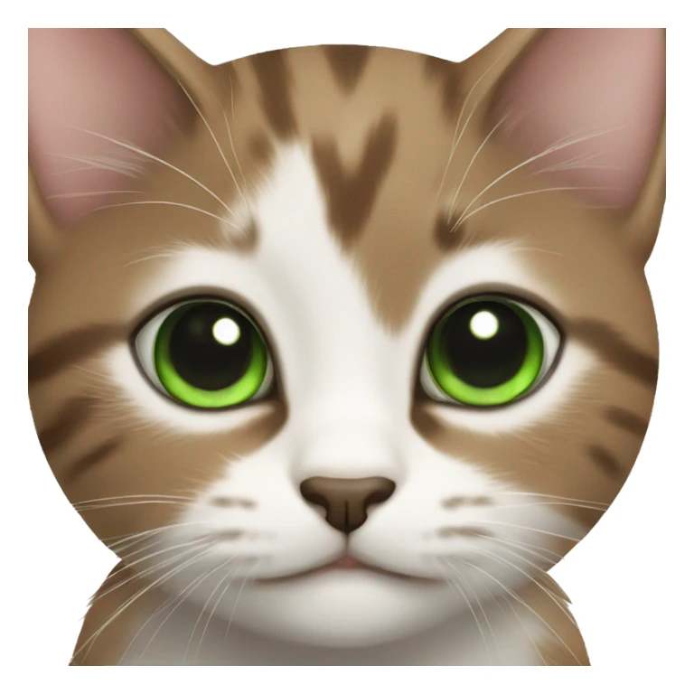 Brown white and black kitten with green eyes sticker