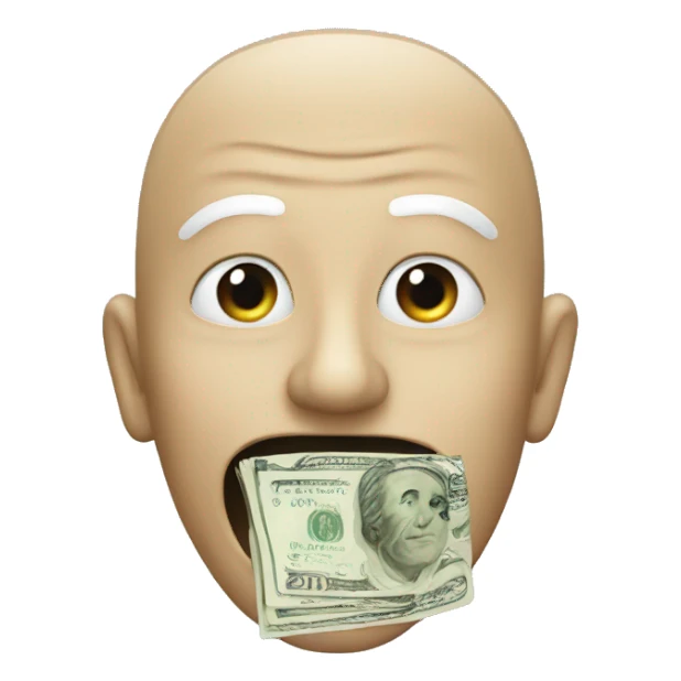 anonymous who opens his mouth. his mouth contains money sticker