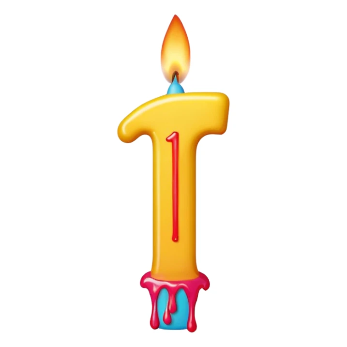 Birthday candles with the shape of the number 15 sticker
