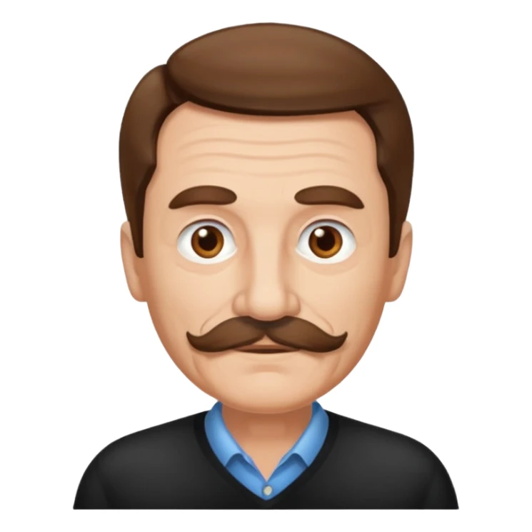 Older Man with brown hair and white mustache sticker