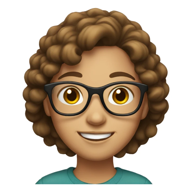 Brown haired girl with glasses smiling  sticker