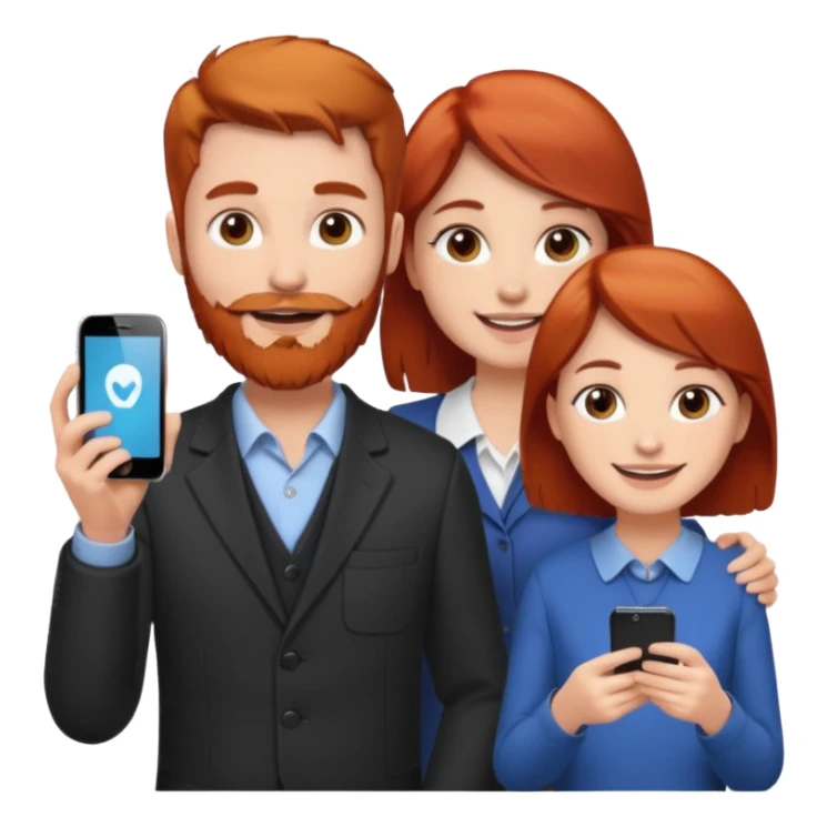 Red head man short brown haired girl selling phones  sticker