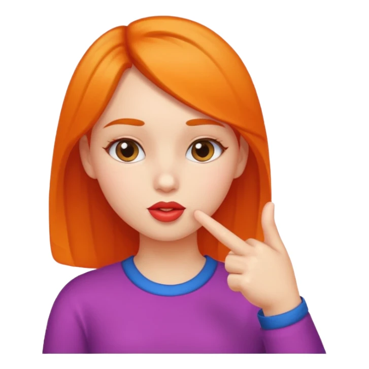 girl with kissy face putting her thumb and pointer finger together sticker