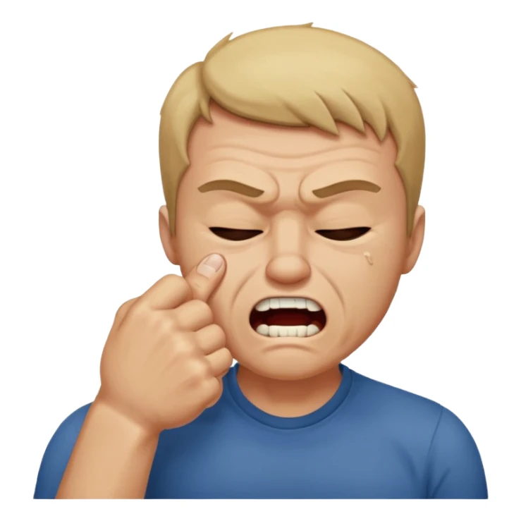 Guy biting his fist with teeth and squeezing his eyes shut  sticker