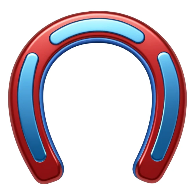 mettalic red blue horseshoe magnet sticker