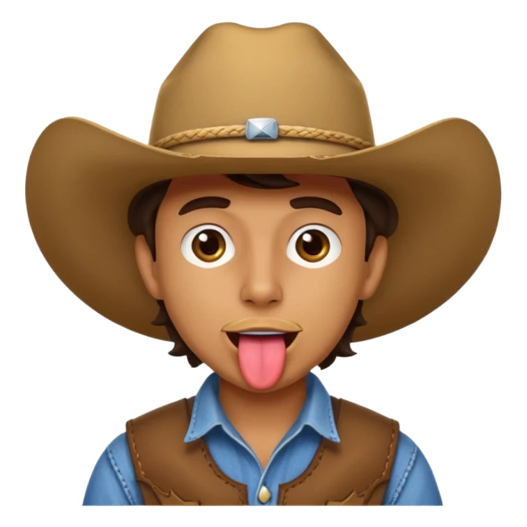 cowboy sticking tongue out sticker