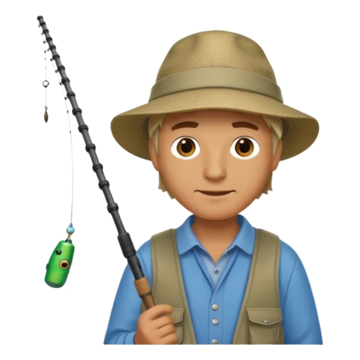 a man holding a fishing rod sticker