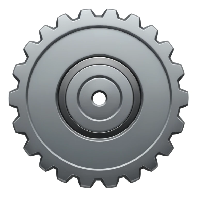 settings gear icon for site navigation. just one gear. no happy face, just grey, 6 notches sticker
