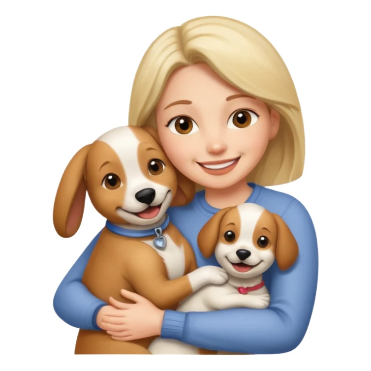 Woman hugging dog sticker