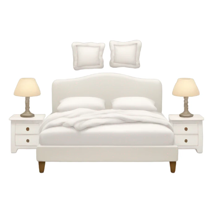 White bed with pillows and blankets, cozy vibe sticker
