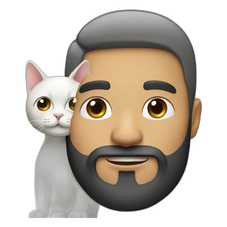 Latin Bearded guy with a white and black cat   sticker