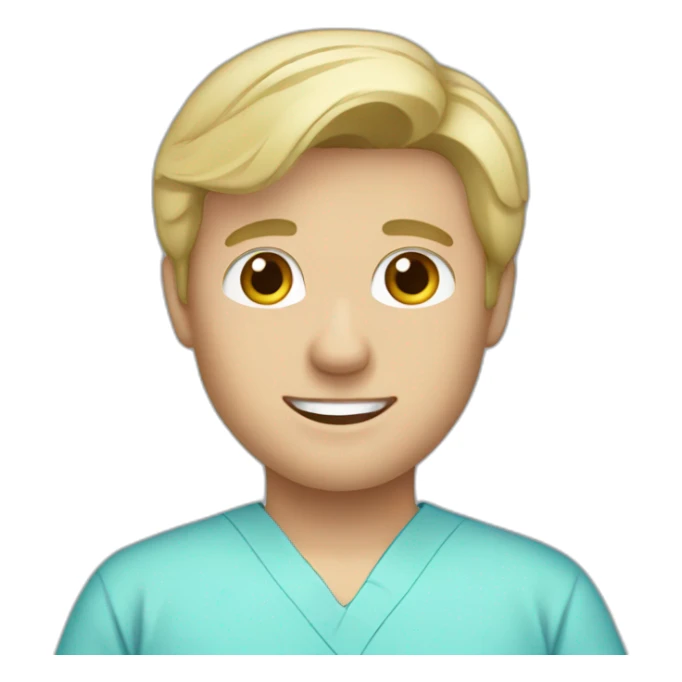 male blond doctor in baby blue scrubs sticker