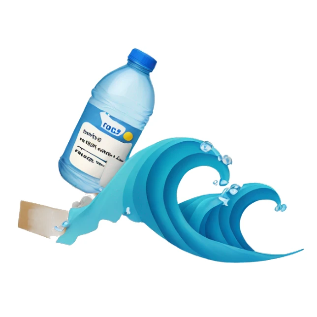 
Wave with. a bottle of water and paper that floats sticker