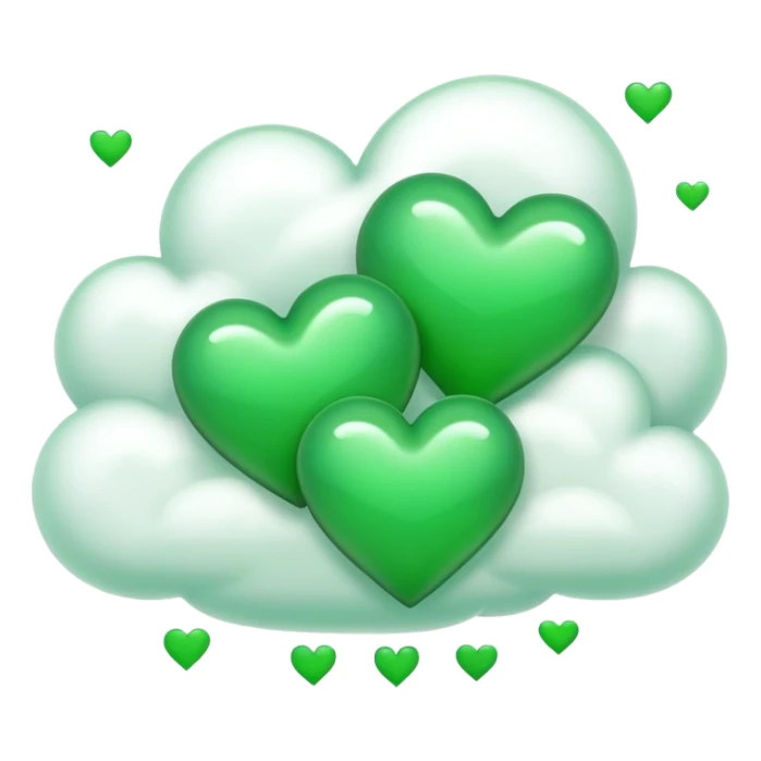 green hearts on a cloud of thoughts sticker