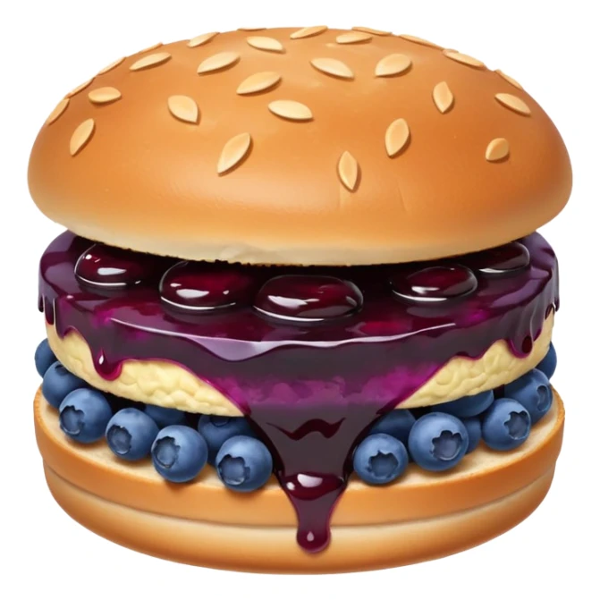 Make an emoji of a blueberry patty (small) that's broken off a bit so you can see the blueberry jam sticker