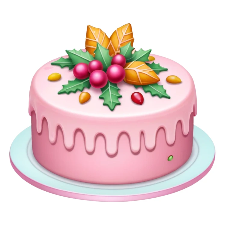 Pastel pink Christmas fruitcake  sticker