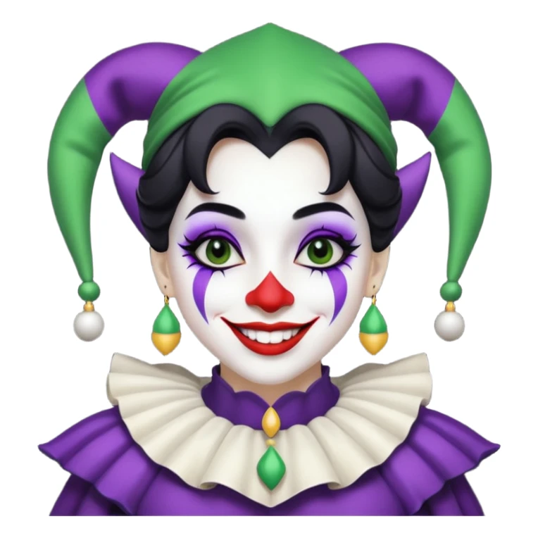 make a black and white jester with white makeup and black lipstick sticker