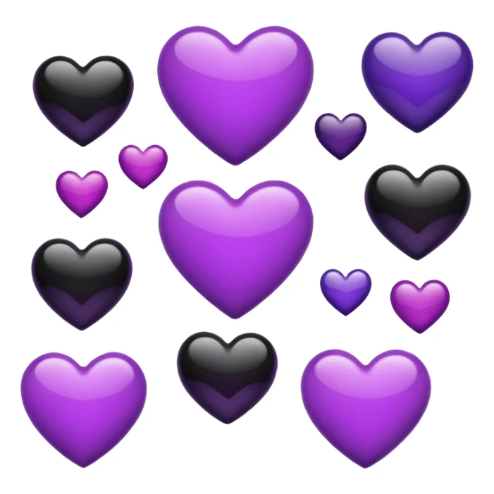 Black and purple heart emoji mix sticker