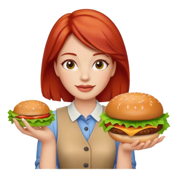 women  with hamburgers red hair sticker