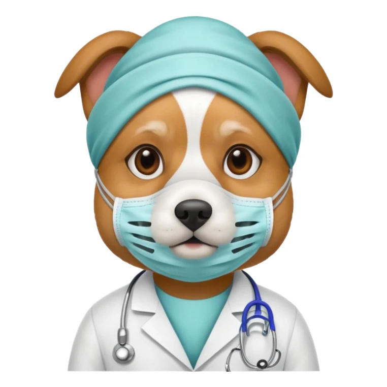 doctor dog wearing medical mask sticker