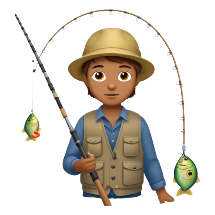 Boy with brown hair fishing  sticker