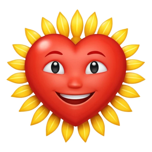 A heart with a smile in it and sun rays around the top sticker