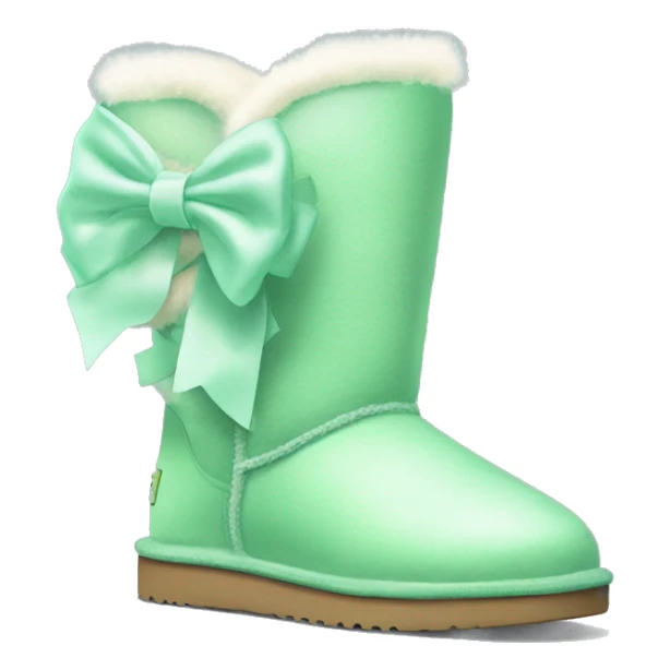 Realistic mint green ugg boots with fur and light mint green bow. sticker