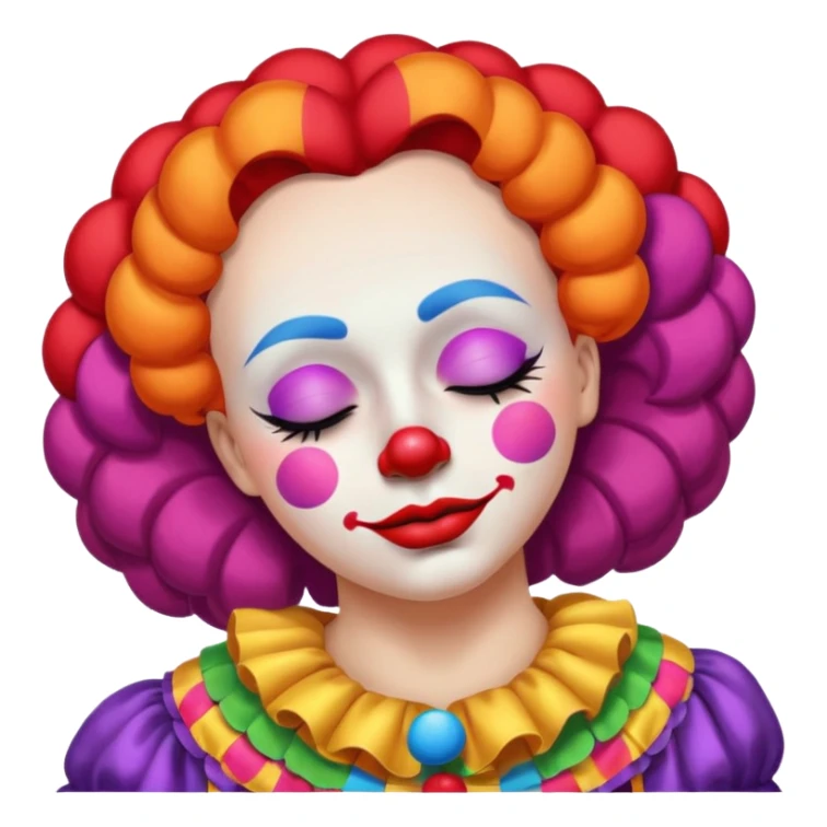 female clown sleeping eyes closed sticker