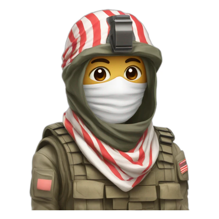  masked with red and white shemagh and wearing military clothing sticker