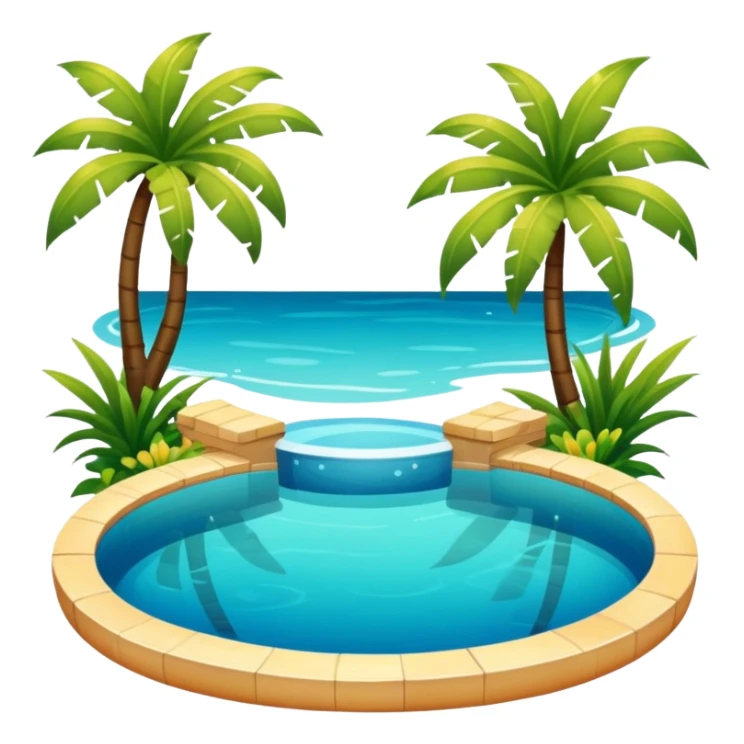 An exotic lush warm-colored romantic pool with lush warm colors sticker