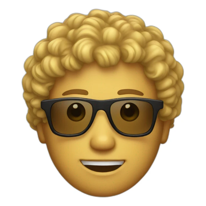 A white men with brown sunglasses and yellow curly hair  sticker