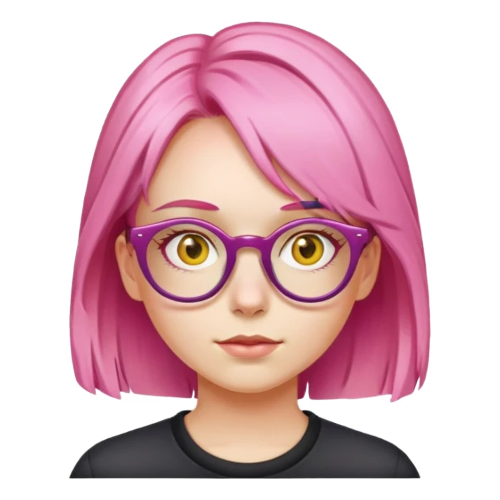 Girl with pink hair and yellow glasses sticker