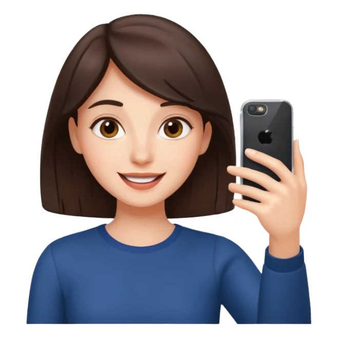 happy and energetic Brunette Girl taking selfie with her phone sticker