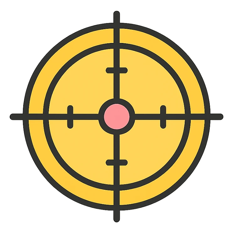 scope crosshair icon, clean and simple, color sticker