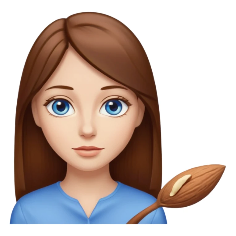 Femme brune cheveux long raide yeux bleus en amande sticker