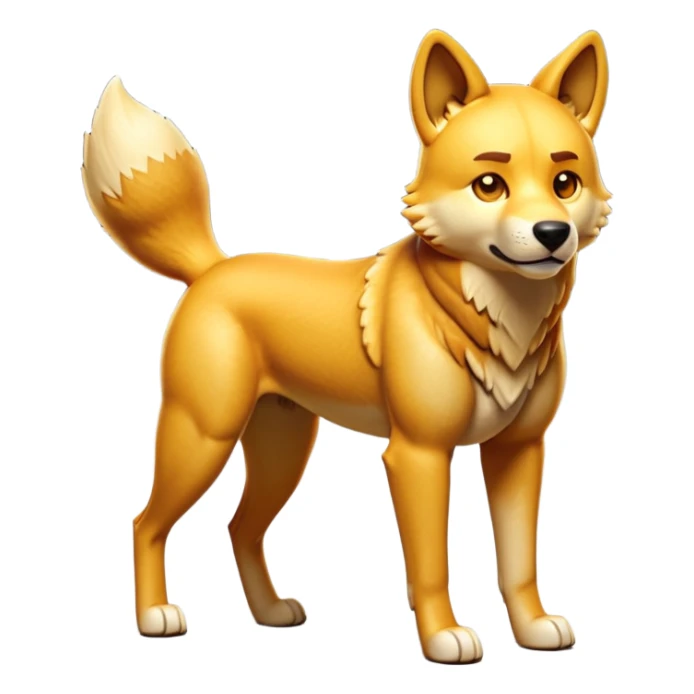 cinematic-dingo-realistic-full-body-standing-emoji,-lean-muscular-frame-poised-alertly,-golden-amber-fur-glowing-in-the-sun,-head-tilted-dramatically,-sharp-dark-eyes-filled-with-cunning,-simplified-yet-realistic-focused-features,-highly-detailed,-glowing-with-an-almost-sarcastic-glow sticker