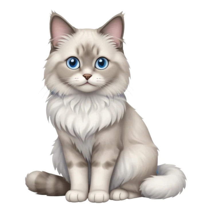Cute adorable elegant tall realistic pretty petite cool Ragdoll cat sitting full body sticker