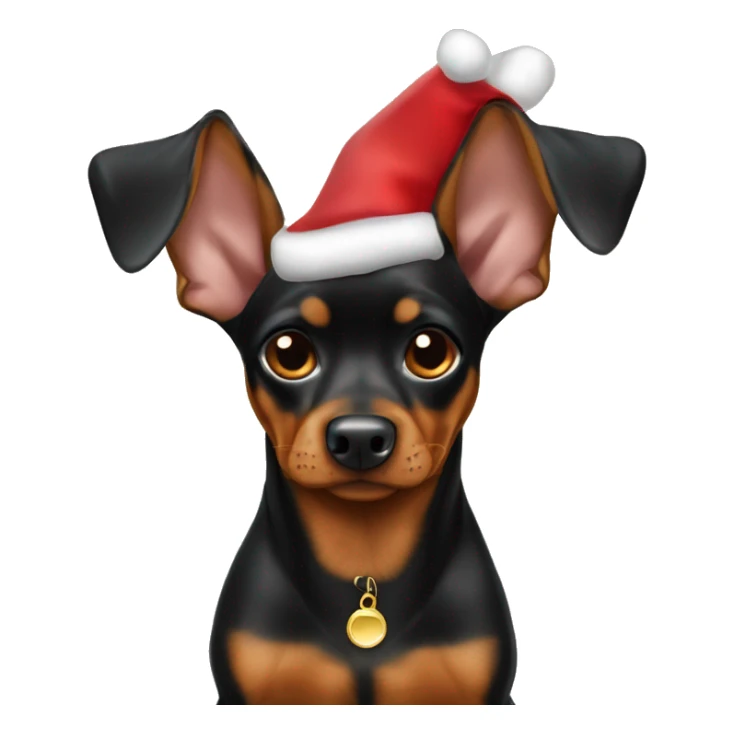 black brindle tan pinscher big ears christmas sticker