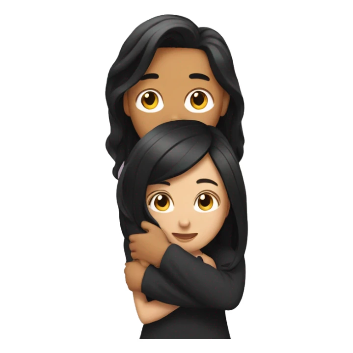 Man with long hair hugging woman with black hair  sticker