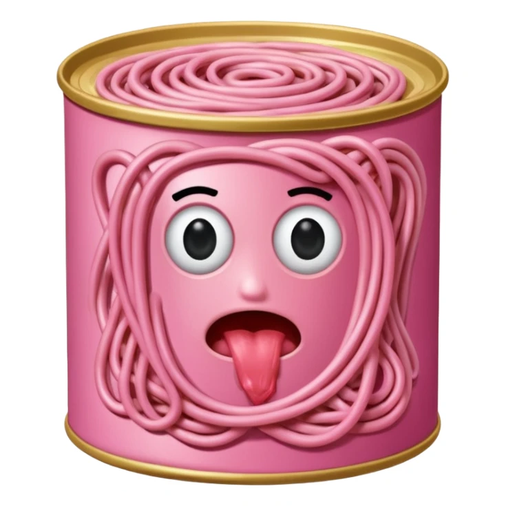 pink Spaghetti slop oozing out of a spam can sticker