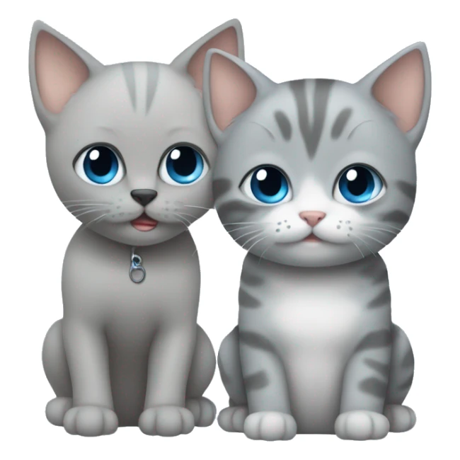 blue eyes grey kitten and poo are friends sticker