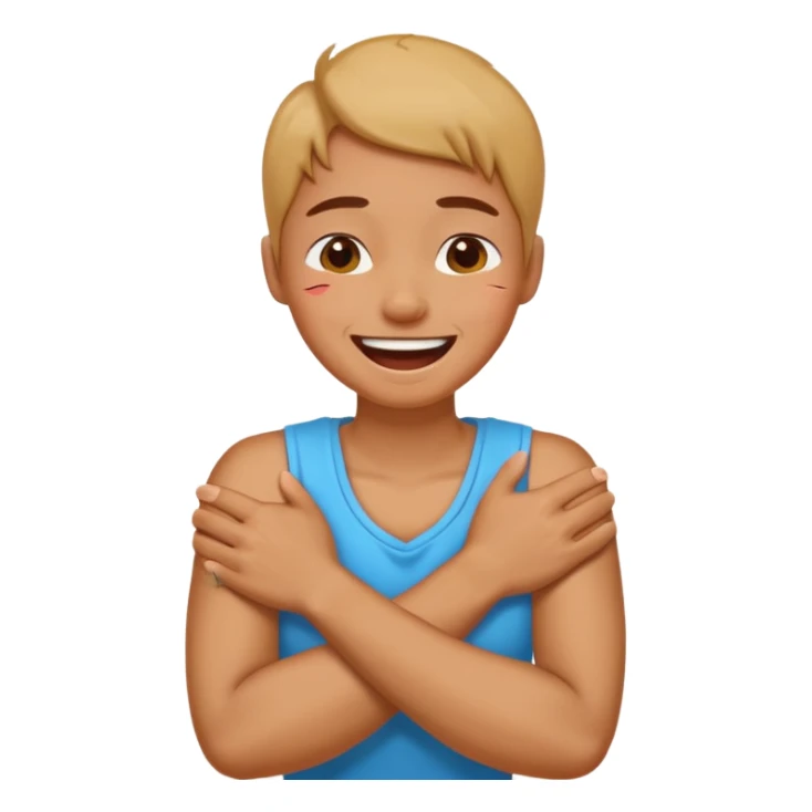 arms crossed holding neck laughing tears sticker