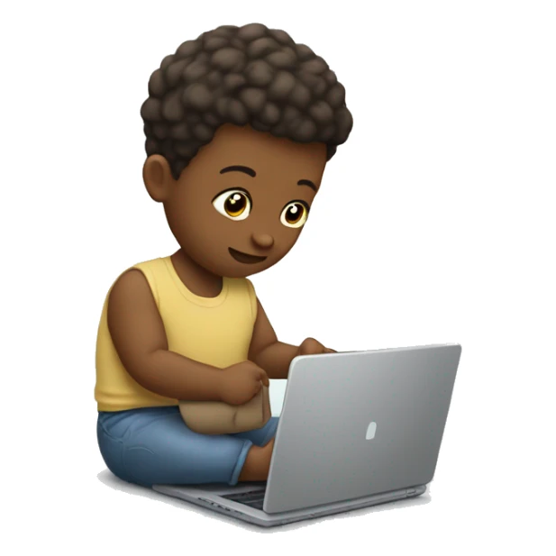 Bebé con una laptop en la mano viendo youtube sticker