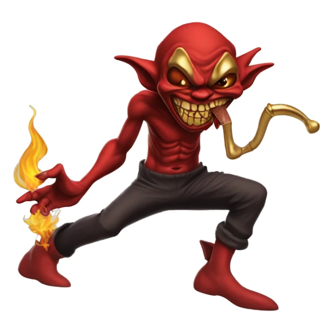 red goblin with gold teeth with Jordans on smoking a backwood dancing sticker
