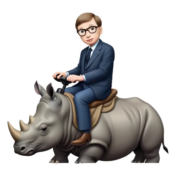 steven hawking riding a rhino  sticker