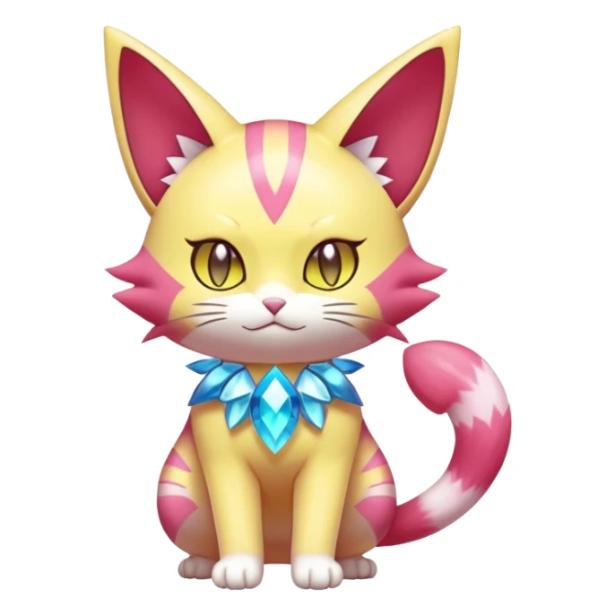 Shiny Magical Elemental Exotic Skitty-Delcatty-Pokémon-Fakémon-hybrid-creature (full body) sticker