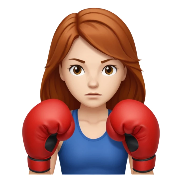 femme avec gants de boxe, châtain rousse cheveux long  sticker